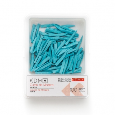 CUÑAS KDM madera cortas medianas azules 100ud
