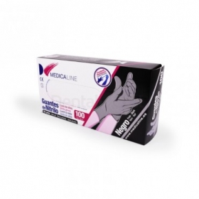 GUANTES MEDICALINE NITRILO NEGRO GRAN. 100u