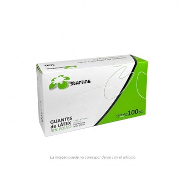 GUANTES LATEX  STARLINE SIN POLVO MEDIANOS 100u.